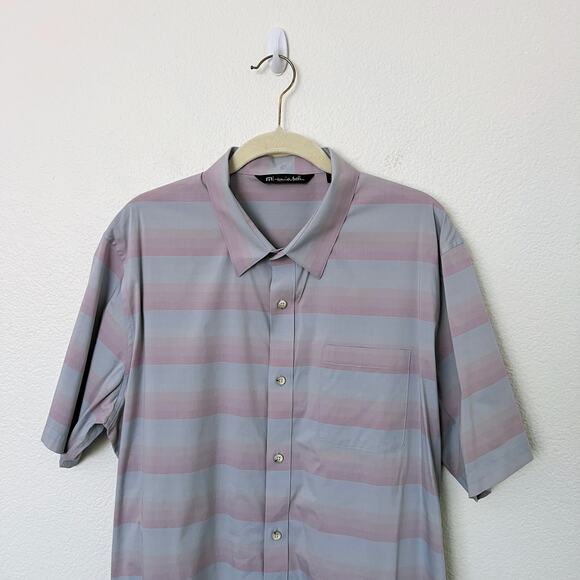 [Travis Mathew] Increments Blue Pink Striped Short Sleeve Button Down Shirt XL - Picture 4 of 13